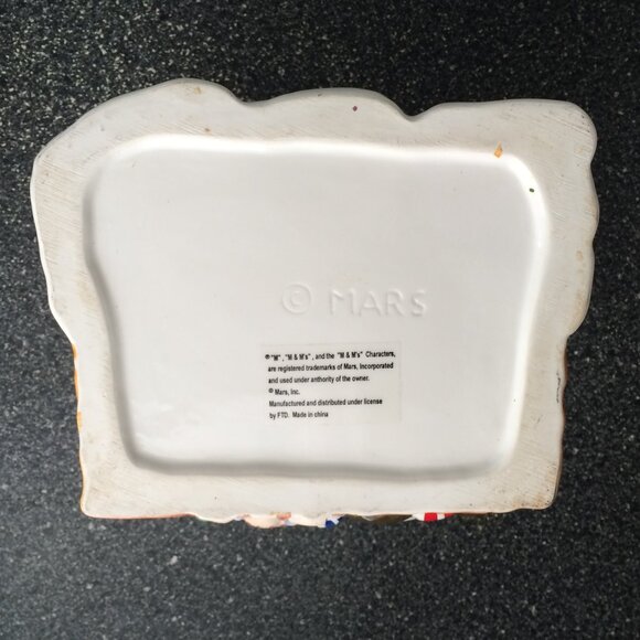 M&Ms Christmas FTD Candy Bowl Dish Fireplace Red Yellow Ceramic Collectible - Picture 6 of 9